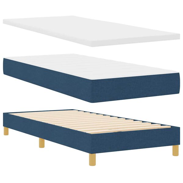 vidaXL Boxspringbed met matras met hoofdeinde Blauw 80 x 200 cm Stof