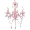 vidaXL Kroonluchter met kralen rond 3xE14 roze