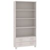 vidaXL Hoge kast HAMAR massief grenenhout wit