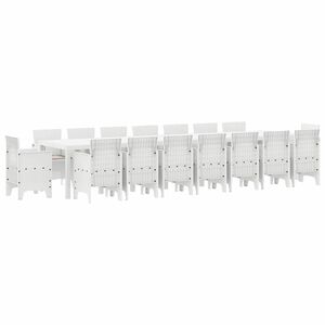 vidaXL Tuin Eettafelset met kussens 17 st Wit PP