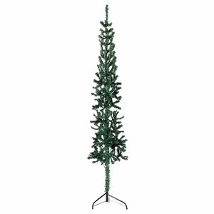 vidaXL Kunstkerstboom half met standaard smal 180 cm groen