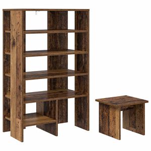 vidaXL Schoenenkast met plank met opslag 2 pcs Oudhout Bewerkt hout