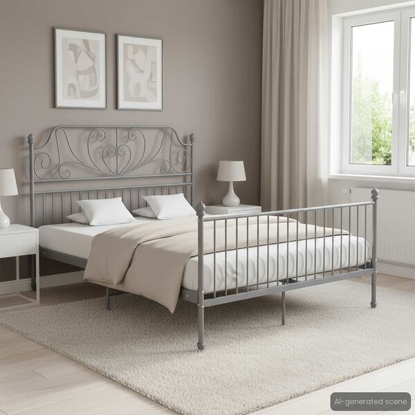 vidaXL Bedframe metaal grijs 160x200 cm
