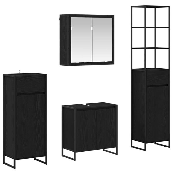 vidaXL Badkamermeubelset met lade met plank Zwart Eiken Bewerkt hout