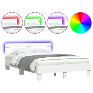 vidaXL Bedframe met hoofdeinde en LED wit 120x190 cm