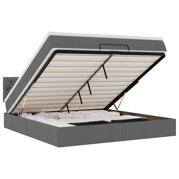 vidaXL Ottoman bed met matras 160x200cm stof donkergrijs
