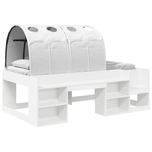 vidaXL Bedframe met tunnel met plank met opslag 3 st Wit Bewerkt hout