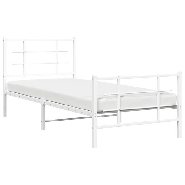 vidaXL Bedframe met hoofd- en voeteneinde metaal wit 90x190 cm