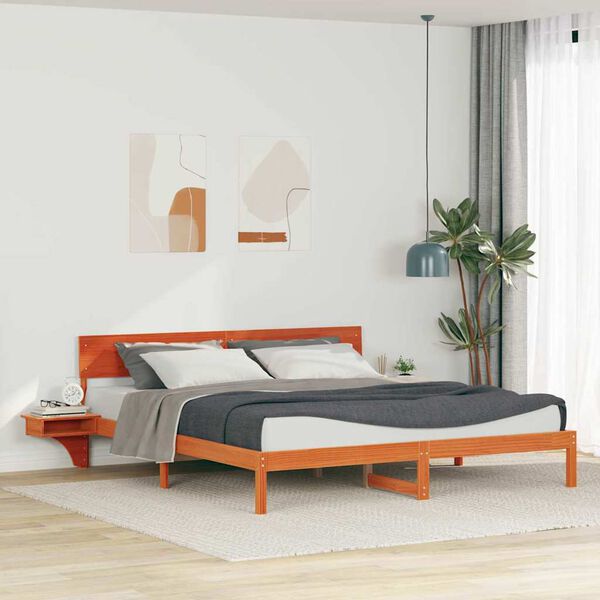 vidaXL Bedframe Wasbruin 200 x 200 cm Massief grenenhout
