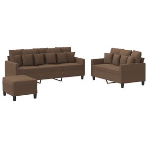 vidaXL 4-delige Loungeset met kussens stof bruin
