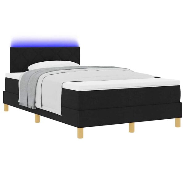 vidaXL LED Box Spring Bed met matras met LED Zwart 120 x 190 cm Stof