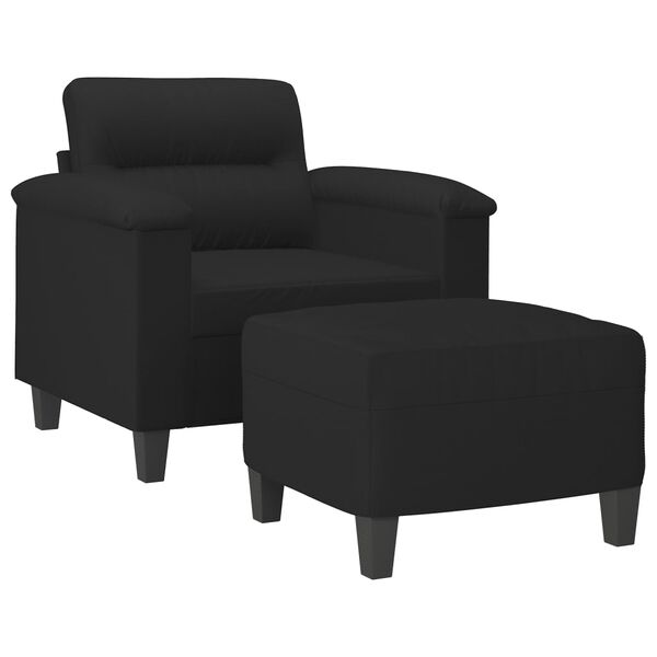 vidaXL Fauteuil met voetenbank 60 cm microvezelstof zwart