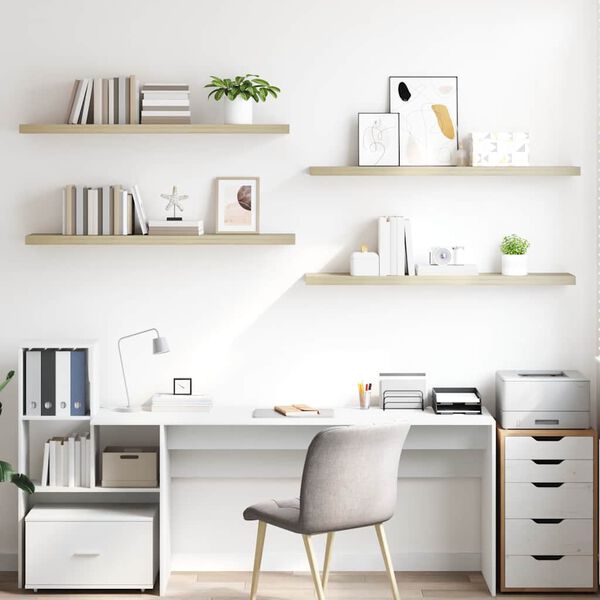 vidaXL Wandschappen zwevend 4 st 120x23,5x3,8 cm MDF eikenkleurig