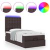 vidaXL Bed poef met matras en LED's 90x200 cm stof donkerbruin