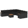 vidaXL 11-delige Loungeset met kussens poly rattan zwart