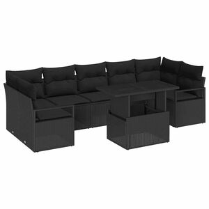 vidaXL Tuin Sofa Set met kussen 8 pcs Zwart poly rattan