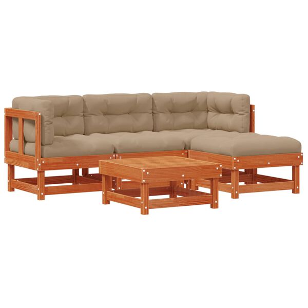 vidaXL Tuin loungeset 15 pcs Wasbruin Massief grenenhout