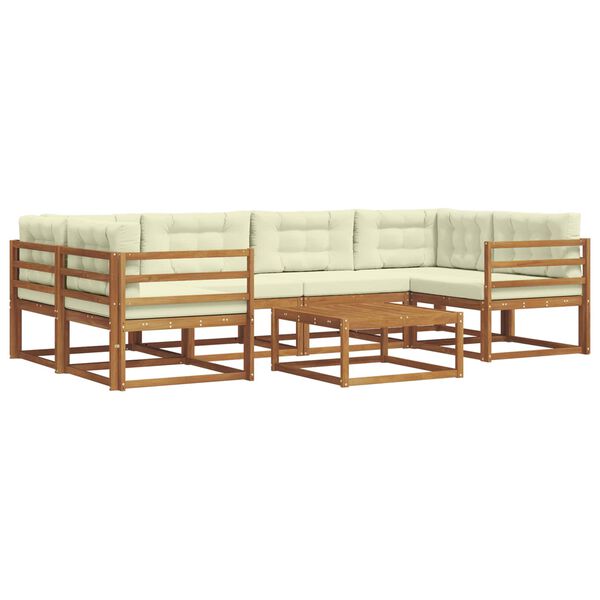 vidaXL Buiten bankenset met kussen 7 pcs Natuurlijk en Cr&egrave;me