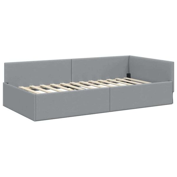 vidaXL Hoekbedframe met hoofdeinde Lichtgrijs 90 cm x 190 cm Fluweel