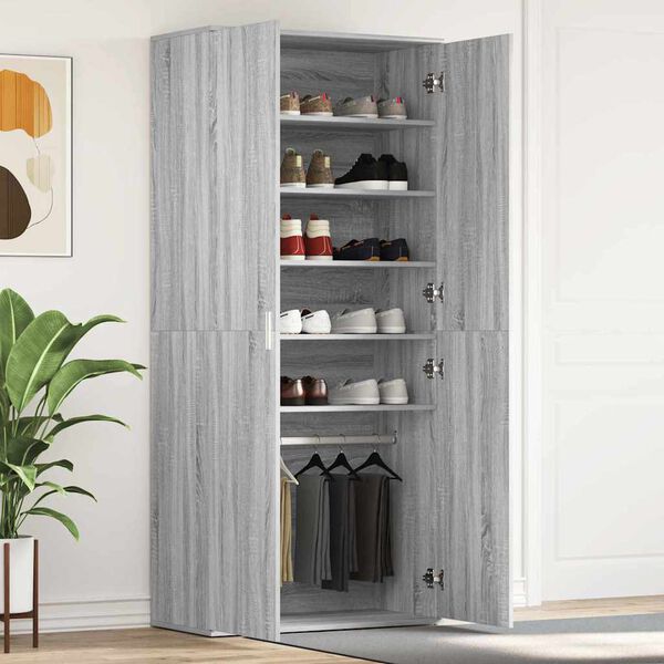 vidaXL Schoenenkast Grijs Sonoma 80 x 39 x 178 cm Bewerkt hout