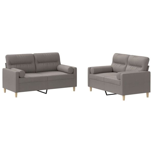 vidaXL 2-delige Loungeset met kussens stof taupe