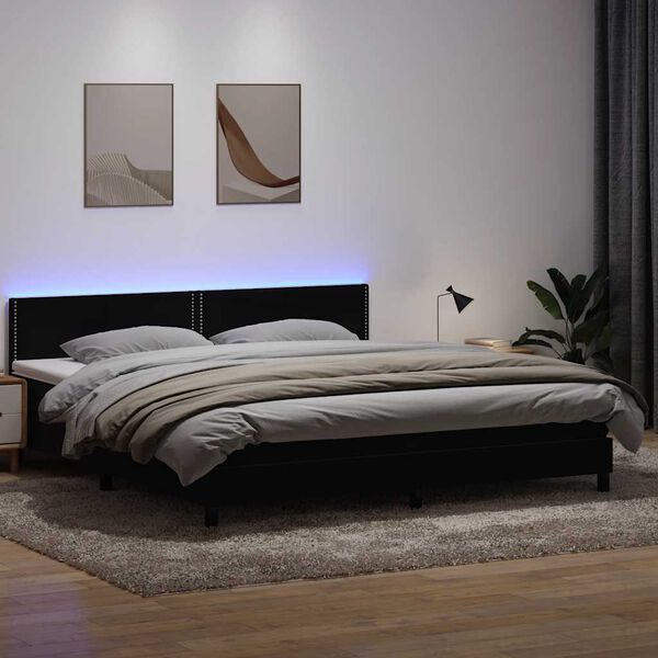 vidaXL Boxspring met matras en LED fluweel zwart 180x220 cm