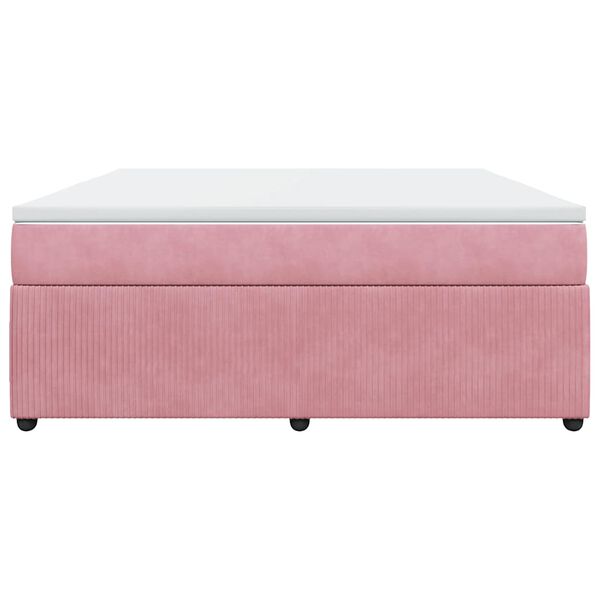 vidaXL Boxspring met matras fluweel roze 180x200 cm