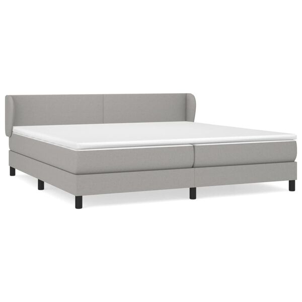 vidaXL Boxspring met matras stof lichtgrijs 200x200 cm