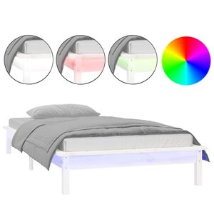 vidaXL Bedframe LED massief hout wit 75x190 cm 2FT6