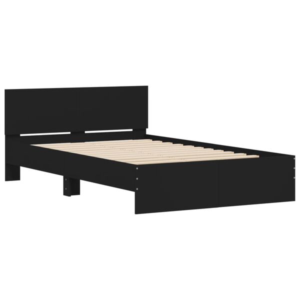 vidaXL Bedframe met hoofdeinde zwart 135x190 cm