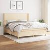 vidaXL Boxspring met matras stof cr&egrave;mekleurig 160x200 cm