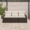 vidaXL Bankstel met kussen 3 pcs Bruin poly rattan