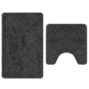vidaXL Antislip Badmat Set 2 st Donkergrijs 50 x 50 cm PP