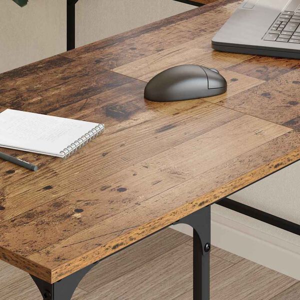 vidaXL Bureau Oud Hout 139 x 139 x 75 cm Bewerkt hout