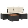 vidaXL 5-delige Loungeset met kussens poly rattan zwart