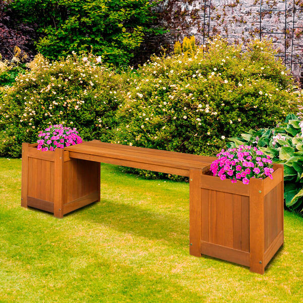 Lesli Living Tuinbank met bloembak 174x40x45 cm teak-look