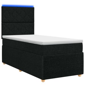 vidaXL LED Boxspring Bed met Matras Zwart 80 x 200 cm Stof