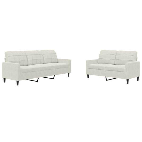 vidaXL 2-delige Loungeset met kussens fluweel crèmekleurig