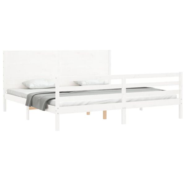 vidaXL Bedframe met hoofdbord massief hout wit