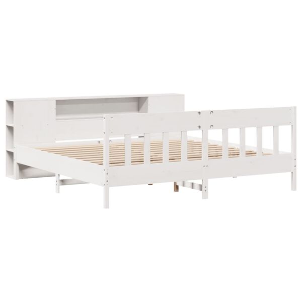 vidaXL Bed met boekenkast zonder matras grenenhout wit 200x200 cm