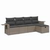 vidaXL 5-delige Loungeset met kussens poly rattan grijs