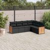 vidaXL 6-delige Loungeset met kussens poly rattan zwart
