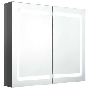 vidaXL Badkamerkast met spiegel en LED 80x12x68 cm glanzend grijs