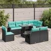 vidaXL 9-delige Loungeset met kussens poly rattan acacia zwart