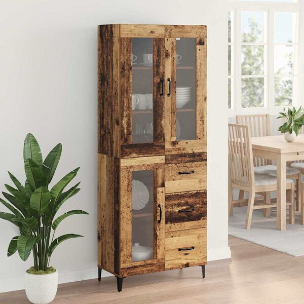 vidaXL Highboard met lade Oud Hout 69,5 x 34 x 180 cm Bewerkt hout