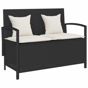 vidaXL Tuinbank met kussen poly rattan zwart
