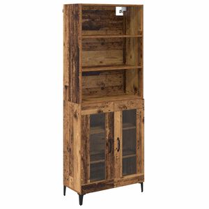 vidaXL Hoge kast Oud Hout 69,5 x 34 x 180 cm Bewerkt hout