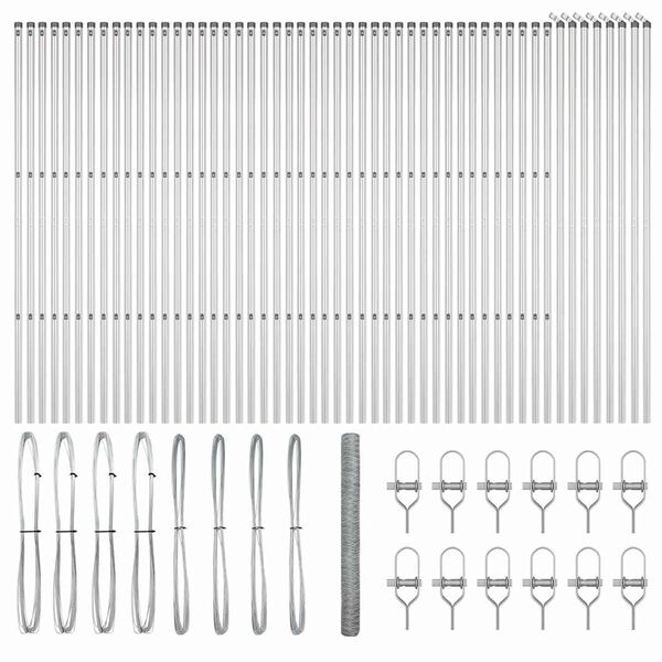 vidaXL Afrasteringspaal Zilver 100 x 1,5 m (50 mm gaas) Staal