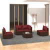 vidaXL 5-delige Loungeset met kussens poly rattan bruin