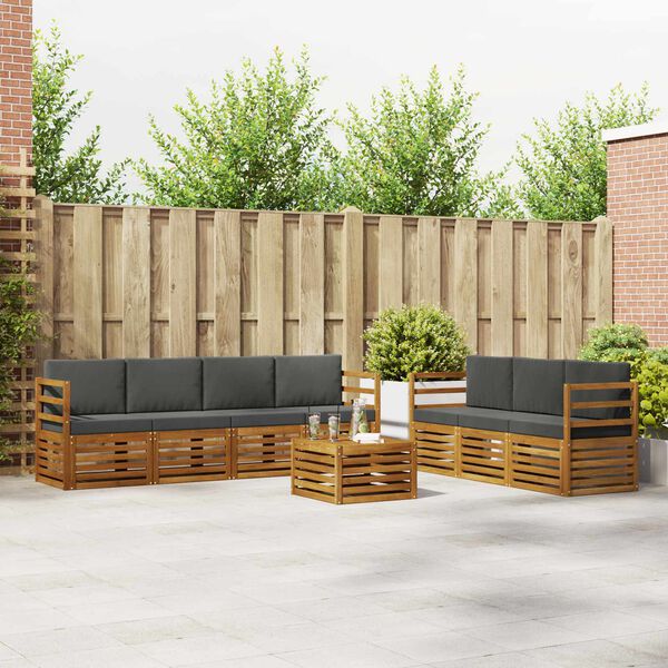 vidaXL Sofa-Sets 8 pcs Natuurlijk en Antraciet Massief Acaciahout